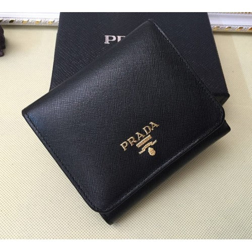 High Quality Luxury Prada 1M0176 Wallets Saffiano Leather In Black