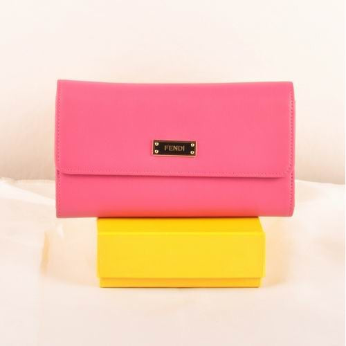 High Quality Luxury Fendi Fuschia Ferrari Leather Long Wallet