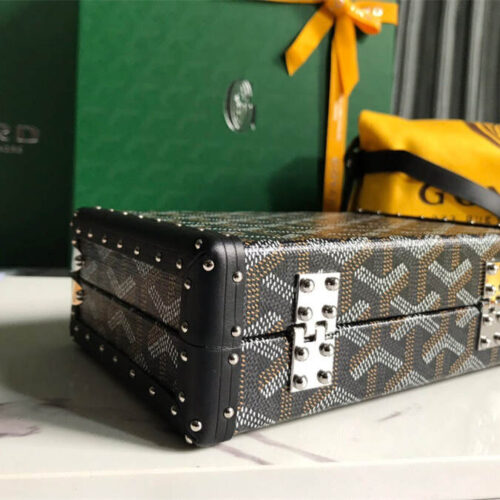 Goyard minaudiere handbag hand studded canvas head leather product photo 5
