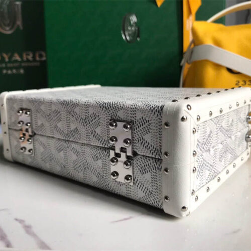 Goyard minaudiere handbag hand studded canvas head leather product photo 5