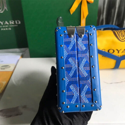 Goyard minaudiere handbag hand studded canvas head leather product photo 5