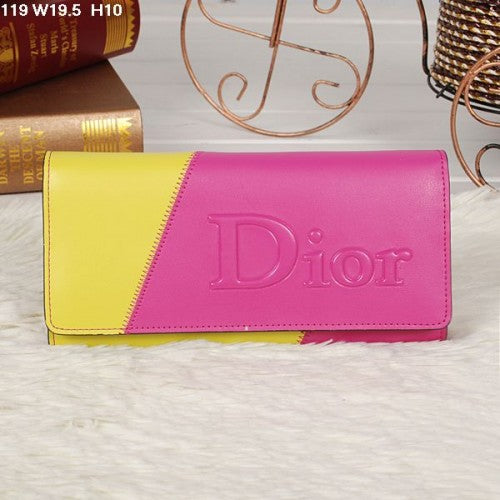 High Quality Luxury Christian Dior Multicolor Peach/Yellow Flap Wallet 119