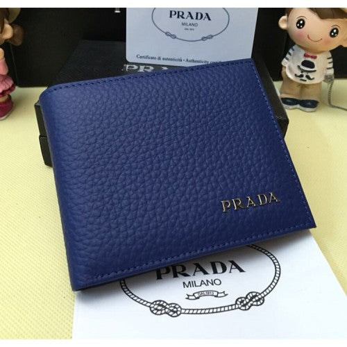 High Quality Luxury Prada Mens Leather Wallet 0334 Blue