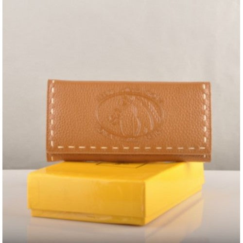 High Quality Luxury Fendi Earth Yellow Calfskin Leather Long Wallet