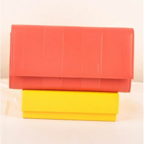 High Quality Luxury Fendi Red Soft Calfskin Leather Long Wallet