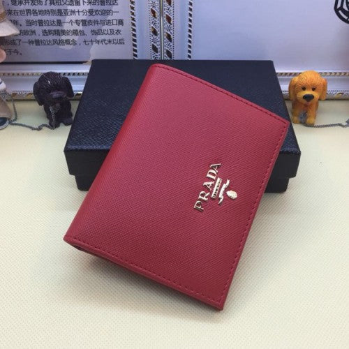 High Quality Luxury Prada 1M0204 Bifold Small Wallet Saffiano Leather Red