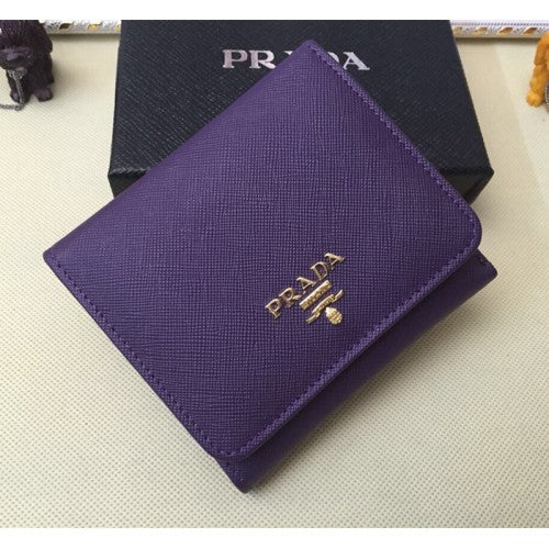 High Quality Luxury Prada 1M0176 Wallets Saffiano Leather In Purple