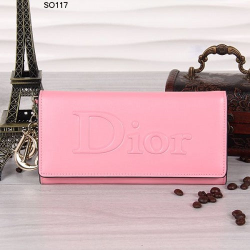 High Quality Luxury Christian Dior Pink Flap Wallet 117