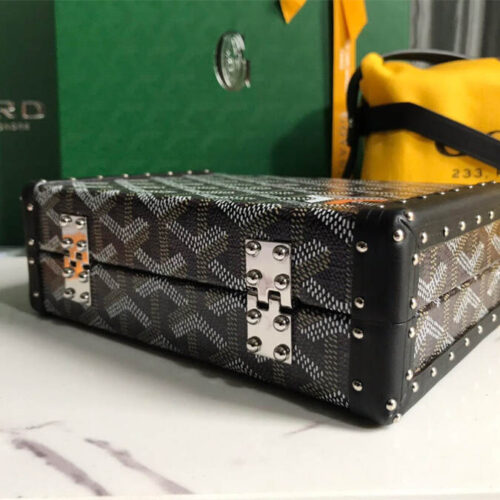 Goyard minaudiere handbag hand studded canvas head leather product photo 6