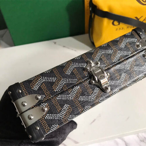 Goyard minaudiere handbag hand studded canvas head leather product photo 6