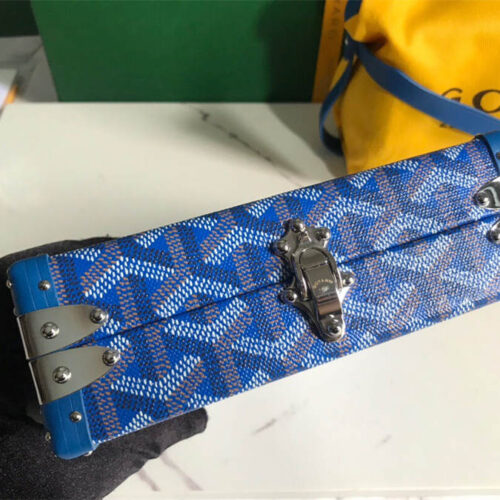 Goyard minaudiere handbag hand studded canvas head leather product photo 6
