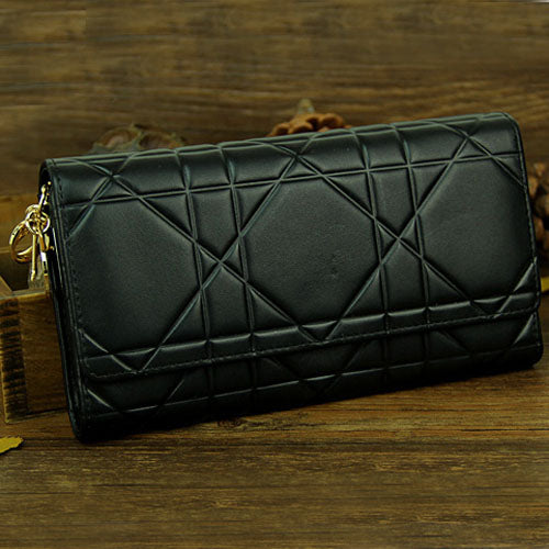 High Quality Luxury Christian Dior Patent Leather Cannage Continental Wallet 0016 Black