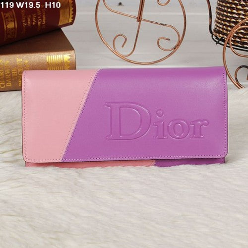 High Quality Luxury Christian Dior Multicolor Purple/Pink Flap Wallet 119