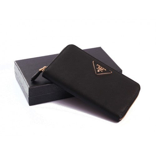 High Quality Luxury Prada 1M0506 Wallets In Black