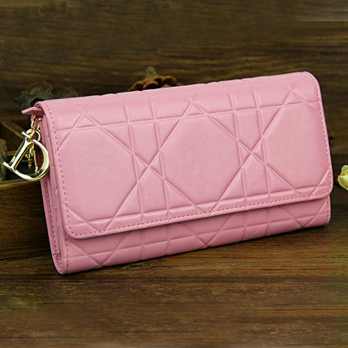 High Quality Luxury Christian Dior Patent Leather Cannage Continental Wallet 0016 Pink