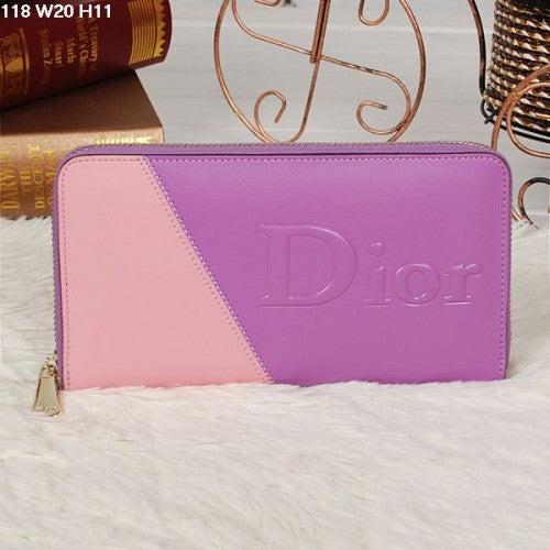High Quality Luxury Christian Dior Multicolor Purple/Pink Zipper Wallet 118