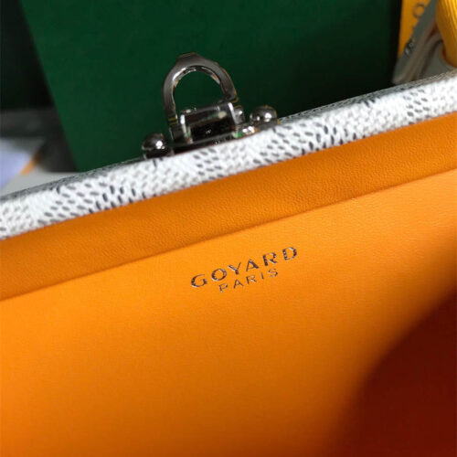 Goyard minaudiere handbag hand studded canvas head leather product photo 8
