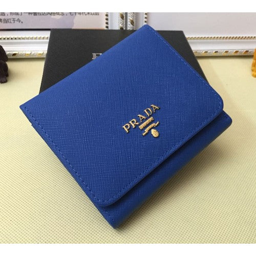 High Quality Luxury Prada 1M0176 Wallets Saffiano Leather In Blue