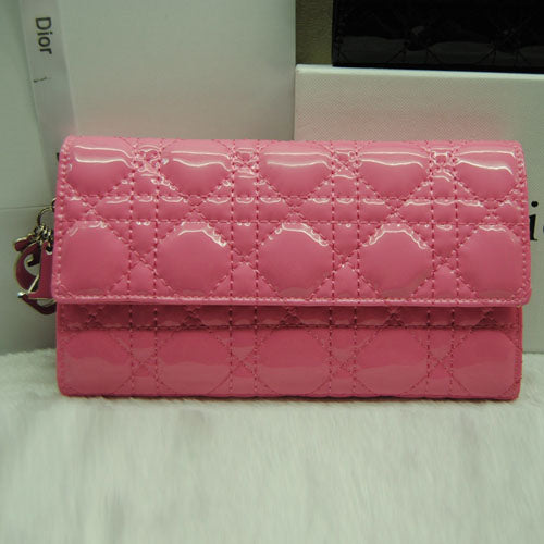 High Quality Luxury Dior Cd086 Wallet Pink In Patent Leahter