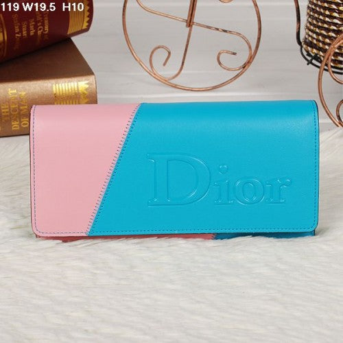 High Quality Luxury Christian Dior Multicolor Sky Blue/Pink Flap Wallet 119