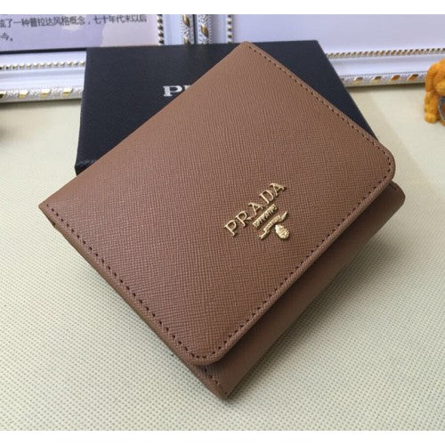 High Quality Luxury Prada 1M0176 Wallets Saffiano Leather In Brown