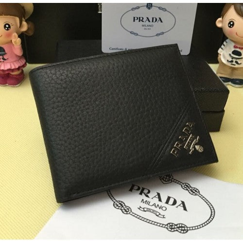 High Quality Luxury Prada Mens Leather Wallet 0336 Black