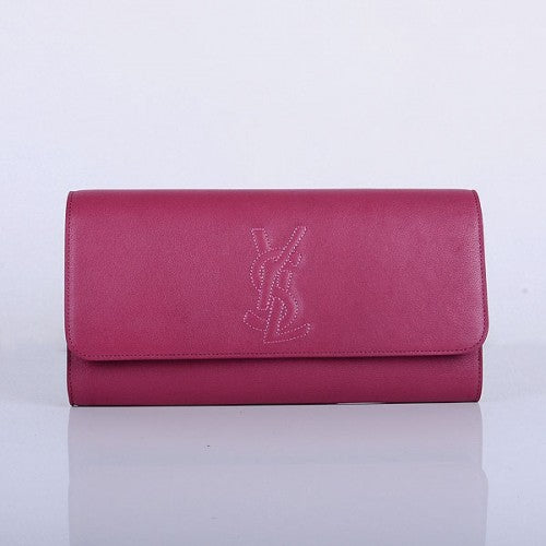 High Quality Luxury Yves Saint Laurent Lady Lambskin Leather Purse Rose Red 39321