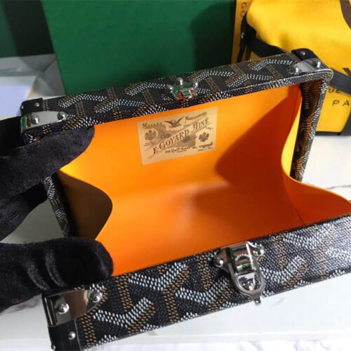 Goyard minaudiere handbag hand studded canvas head leather product photo 9