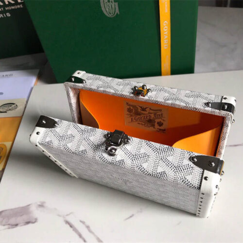 Goyard minaudiere handbag hand studded canvas head leather product photo 9