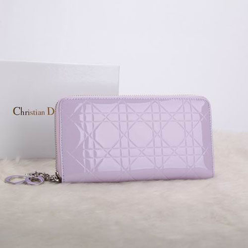High Quality Luxury Dior Escapade Wallet In Patent Leahter D0811 Lavender