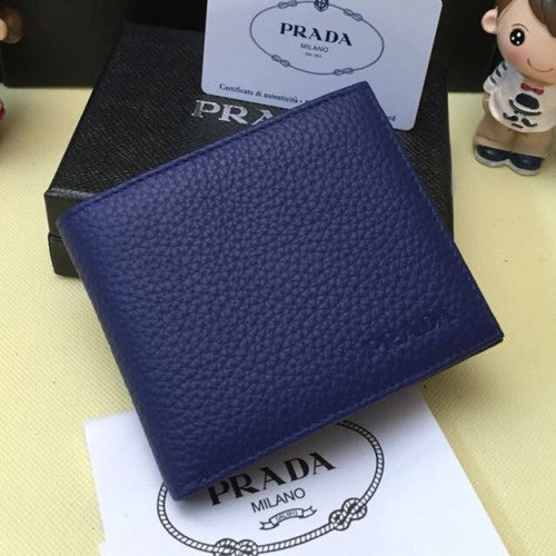 High Quality Luxury Prada Mens Leather Wallet 0335 Blue