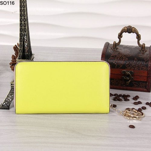 High Quality Luxury Christian Dior Lemon Yellow Zipper Wallet 116