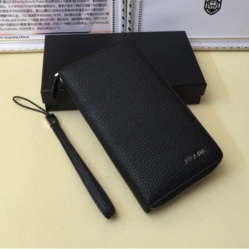 High Quality Luxury Prada Mens Leather Wallet 1192 Black