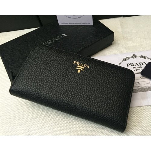 High Quality Luxury Prada Zipper Wallet 1M0506 Black