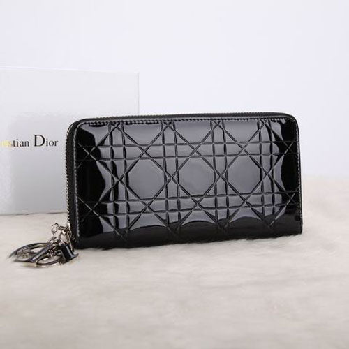 High Quality Luxury Dior Escapade Wallet In Patent Leahter D0811 Black