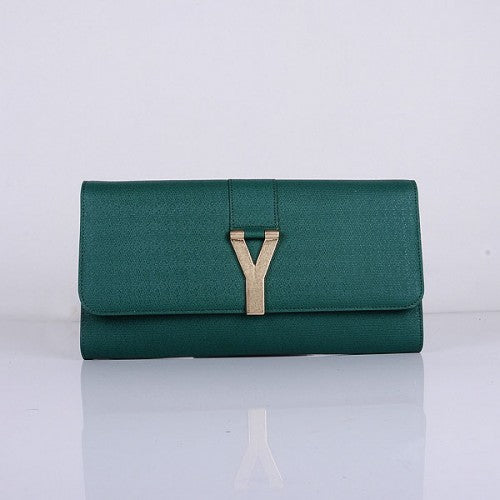 High Quality Luxury Yves Saint Laurent Lady Genuine Leather Purse Green 39321