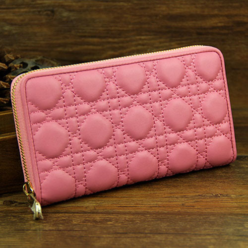 High Quality Luxury Lady Dior Escapade Wallet Sheepskin Leahter D0082 Pink