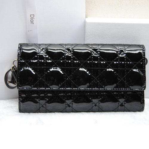 High Quality Luxury Dior Cd086 Wallet Black In Patent Leahter