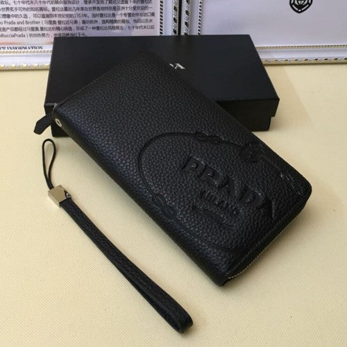 High Quality Luxury Prada Mens Leather Wallet 1191 Black