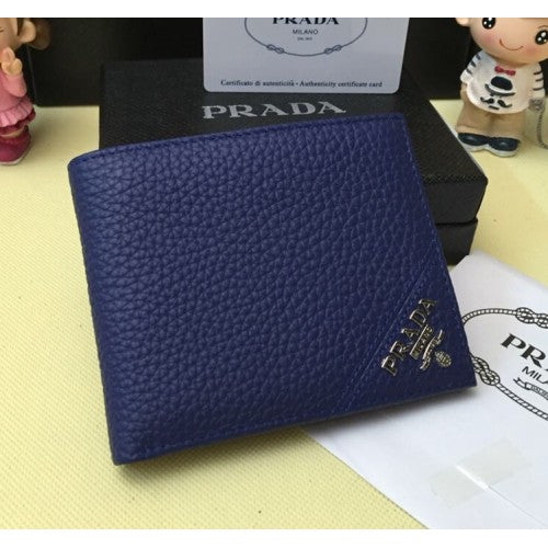 High Quality Luxury Prada Mens Leather Wallet 0336 Blue