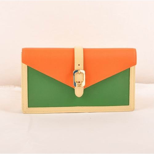 High Quality Luxury Fendi Green/Orange Original Leather Zucca Flap Wallet