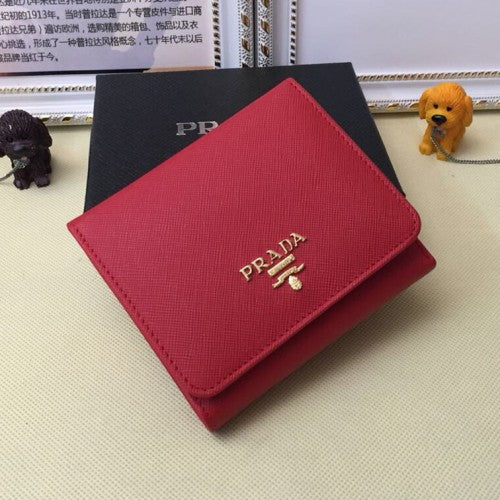 High Quality Luxury Prada 1M0176 Wallets Saffiano Leather In Red