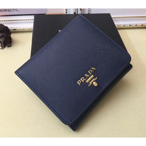 High Quality Luxury Prada 1M0176 Wallets Saffiano Leather In Navy