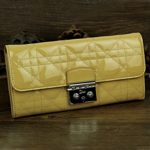 High Quality Luxury Dior Flap Wallet 9002 Yellow