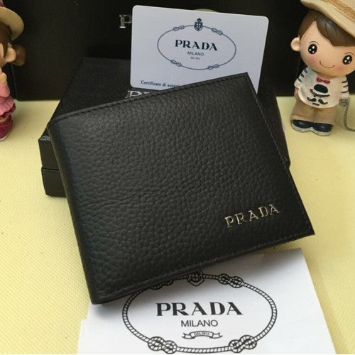 High Quality Luxury Prada Mens Leather Wallet 0334 Black