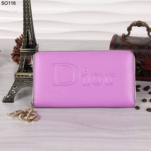 High Quality Luxury Christian Dior Purple Zipper Wallet 116