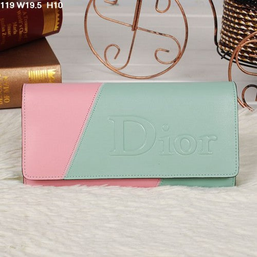 High Quality Luxury Christian Dior Multicolor Light Green/Light Pink Flap Wallet 119