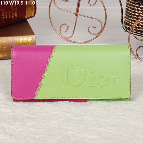 High Quality Luxury Christian Dior Multicolor Lime/Peach Flap Wallet 119