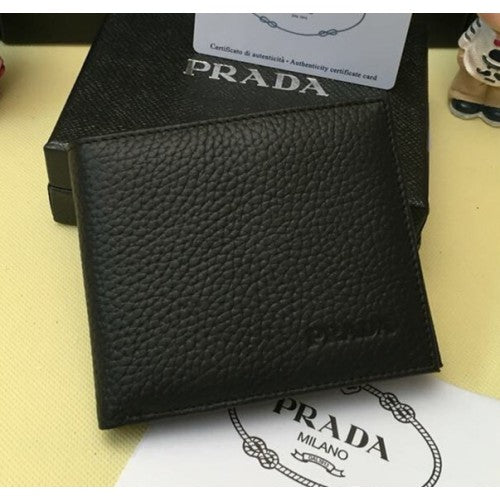 High Quality Luxury Prada Mens Leather Wallet 0335 Black