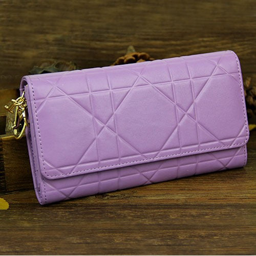 High Quality Luxury Christian Dior Patent Leather Cannage Continental Wallet 0016 Lavender